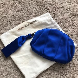 BCBG Max Azria Cobalt Blue Satin Clutch